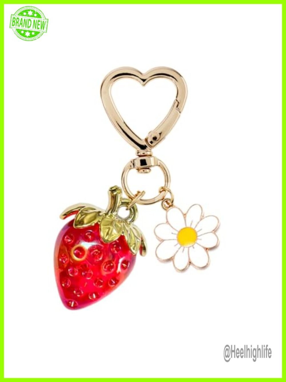 Cute Strawberry Keychain Heart Bag Charm Purse Accessory